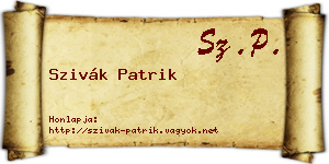 Szivák Patrik névjegykártya