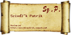 Szivák Patrik névjegykártya