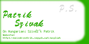 patrik szivak business card